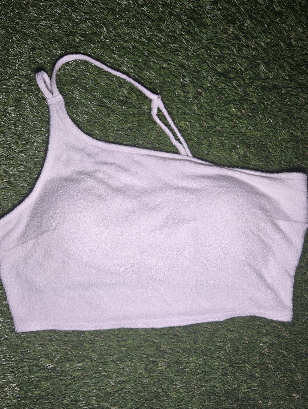 Gilly Hicks White Terry Cloth One Shoulder Crop Top Womens Y2K Lounge
